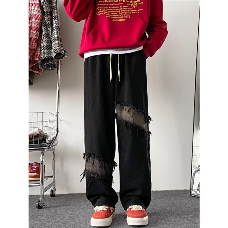 欧美高街vibe裤子男女秋冬款潮流痞帅牛仔裤工装直筒裤N2118-P45,男装牛仔裤,星座1008