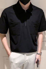 墨绿2023夏装社会小伙男士纯色短袖衬衫男衬衣潮C3301-P58控价78，男装衬衫，电商A108