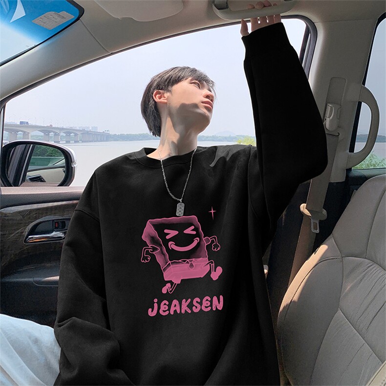抖音得物高品质海绵宝宝麂皮绒宽松圆领卫衣wyjp5621-特p35控69,男装卫衣,星座605(原A050)