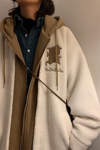 冬装假两件羊羔毛棉衣加厚棉服绣花外套 A071-099-P125图片