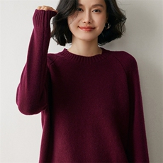 2025年秋季加厚插肩圆领针织套头上衣时尚百搭，女装针织衫/毛衣，迎冬羊绒