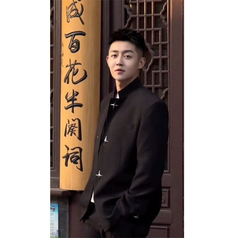 胖子大码加肥新中式垫肩西装外套男痞帅风中山装立领西服夹克,男装夹克,星座601-1