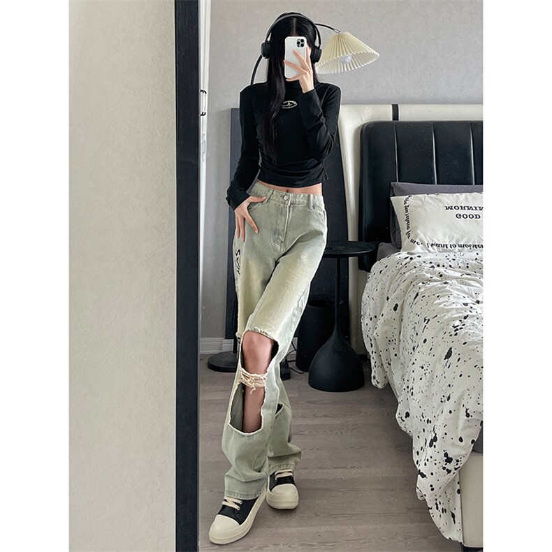B221美式ins高街小众情侣款大破洞牛仔裤LK23078-P55控78,男装牛仔裤,电商B221