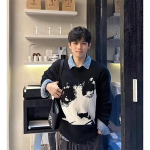 网图欧美小众高级感毛衣氛围感圆领针织衫情侣 A025-FM17191-P48图片
