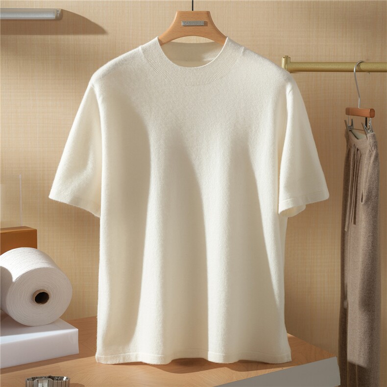 2025年秋季新款百搭半高短袖，男装羊绒套衫，澳坤羊绒