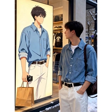 牛仔外套男士宽松休闲上衣服春秋款高级感长袖衬衫男WLC700-P45，男装工装外套，星座1008