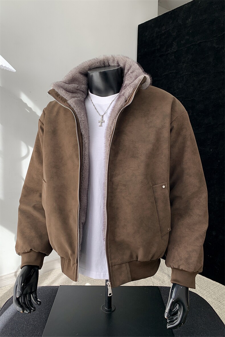 -双色貂毛座山雕PU皮棉衣老钱风加厚冬季外套男装S534-特P98,男装棉衣,电商A233-1