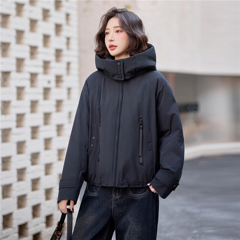 爆《2025冬季新款连帽90白鸭绒羽绒服休闲防风保暖派克服加厚外套,女装羽绒服,欧米莱