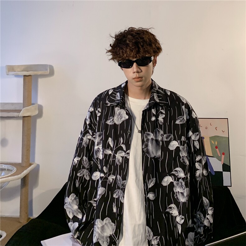 2024年新款秋季复古长袖花衬衫男潮牌痞帅高级感D328-C2405-P55,男装衬衫,电商D328
