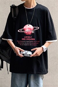 JT55184-P25 nasa宇航员联名款 假两件短袖t恤男大码胖子半袖体恤图片