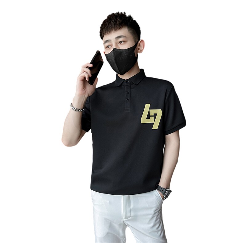 社会小伙夏季短袖印花t恤男时尚潮牌翻领半袖Polo衫C208-8886-P38,男装T恤,电商C208
