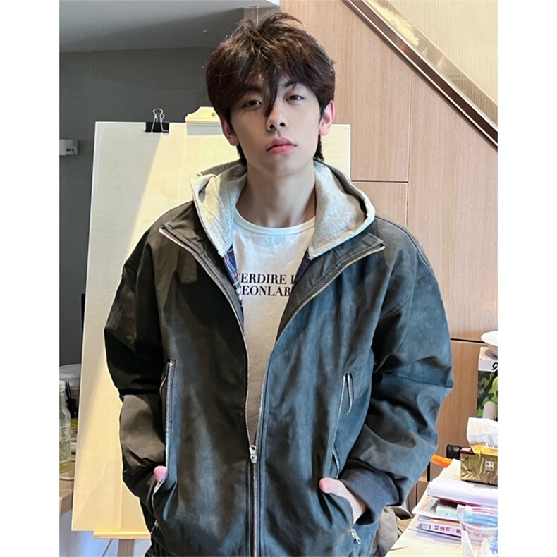 档口图 美拉德皮夹克拉链大口袋美式复古做旧PU皮衣DY2315-特P80图片