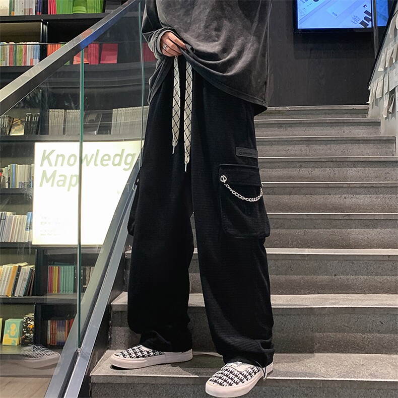 2023秋季新品灯芯绒金属装饰宽松工装裤可束脚长裤男士K7405-P70,男装休闲裤,电商A441-1