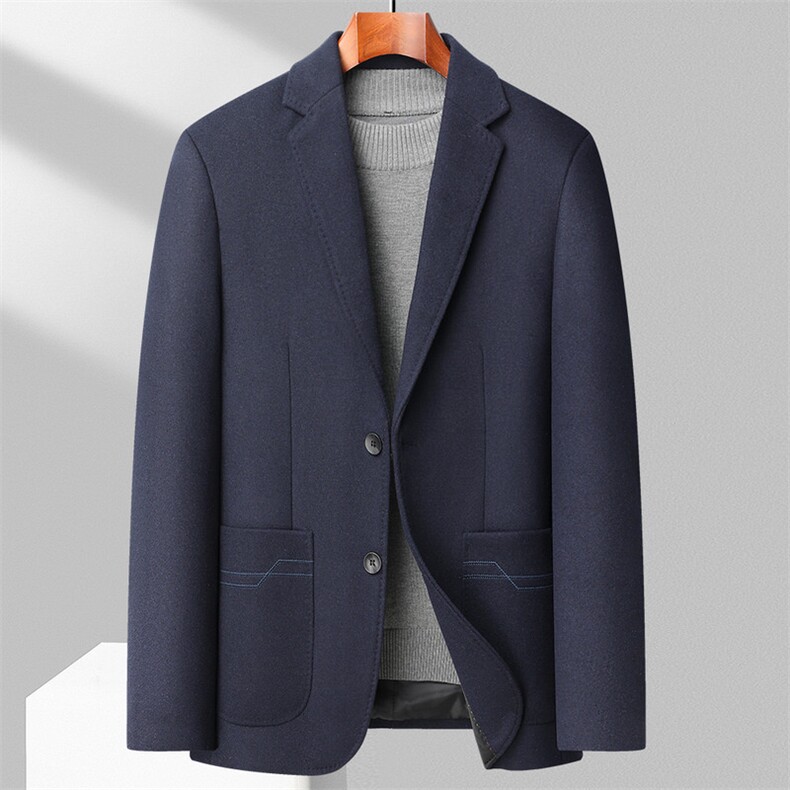 秋冬2023年男士毛呢大衣羊毛呢子时尚翻领夹克大衣，男装毛呢大衣，电商B360