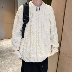 麻花毛衣男秋冬季2024新款内搭长袖套头绞花针织打底上衣MY06/P54图片