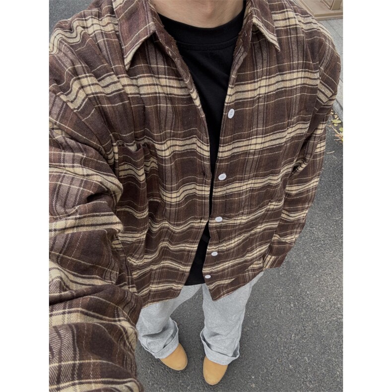 加绒加厚百搭格子衬衫ZC079-P55,男装衬衫,星座313A(原308A-2)