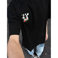 纯棉刺绣花朵T恤男女短袖BT002-P33，男装T恤，星座412-1