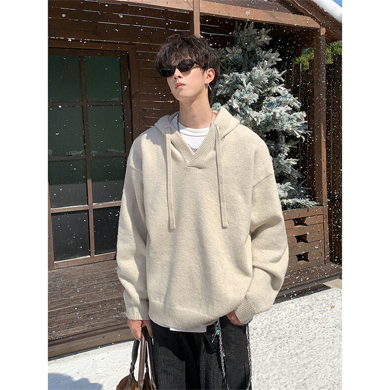 美式连帽针织衫套头秋季潮牌情侣毛衣慵懒上衣5Q1135-TP5598，男装针织衫/毛衣，电商A102