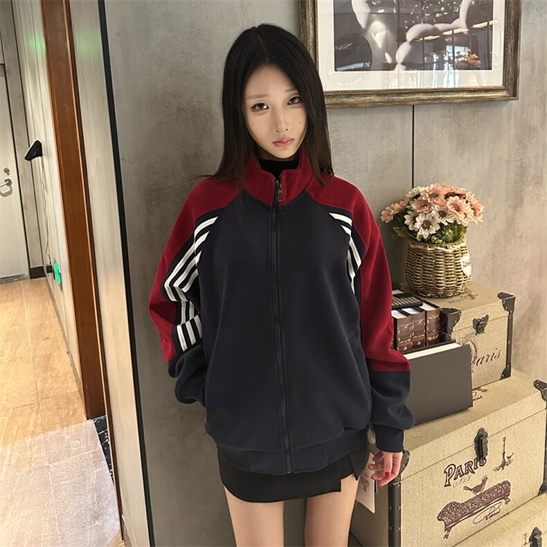 抖音得物高品质美式高街重磅结构织带拼接撞色立领卫衣外套CM41,男装卫衣,电商A486