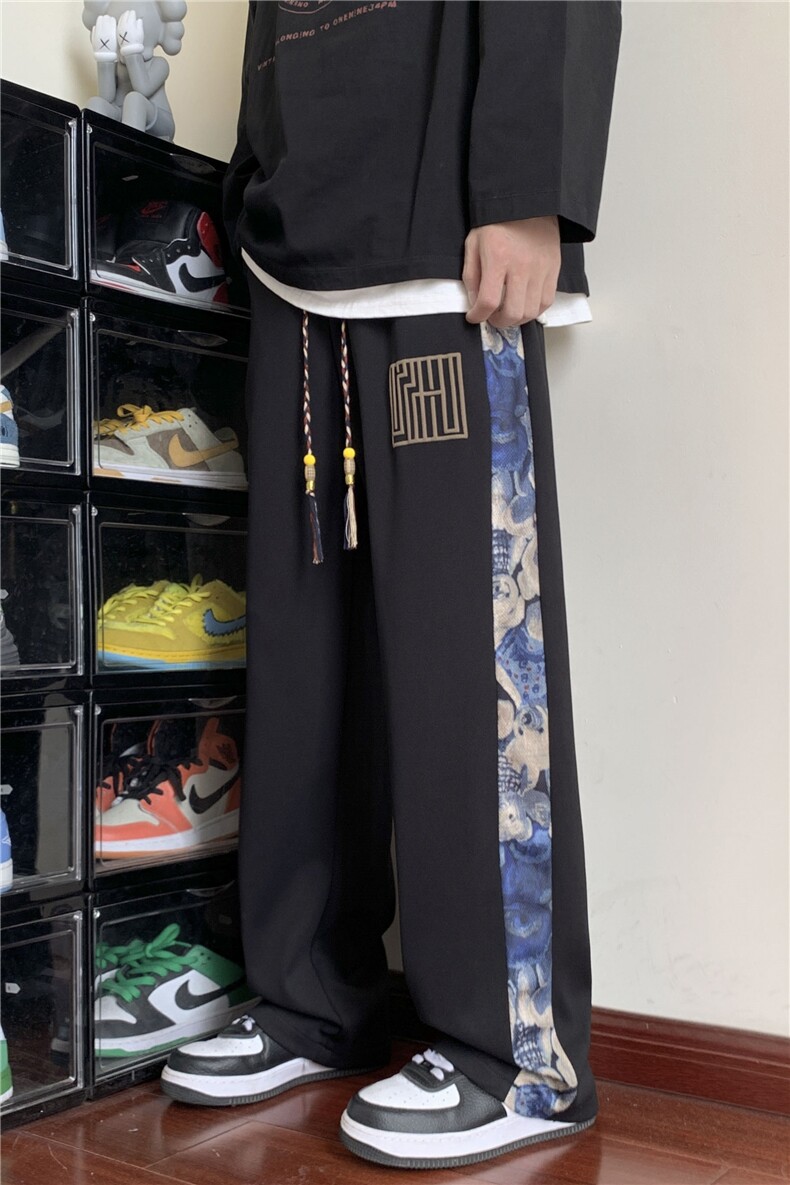 抖音品质菠萝格面料宽松休闲裤潮小熊印花B315-K23395-p45控58,男装休闲裤,电商B315