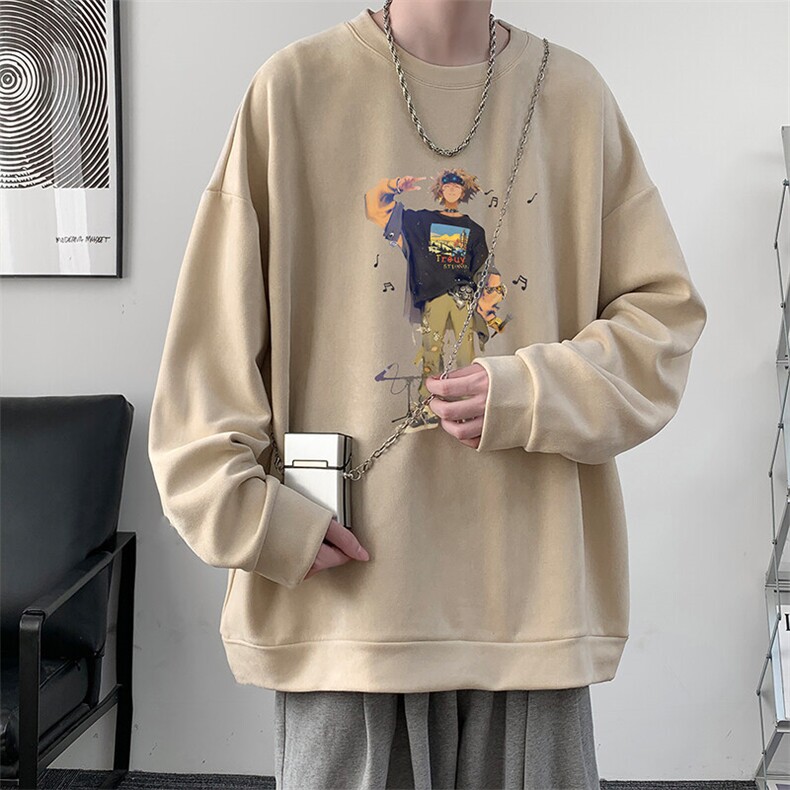 麂皮绒卫衣男大码重磅长袖t恤男JW81419-P35,男装T恤,电商A040