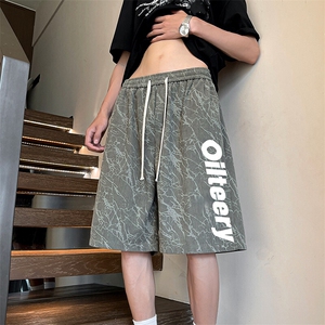 短裤男夏季新款港风宽松灯芯绒扎染五分裤DK3067-P28图片