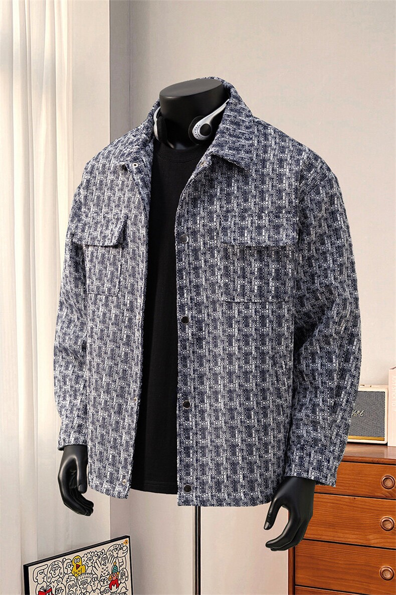 港风小香风金属按扣大码M-5XL夹克男100%聚酯纤维JK77080P85控128,男装夹克,星座227-7