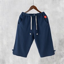 复古盘扣休闲短裤男式古风男短裤七分裤潮流男式裤子，男装休闲裤，星座1115-1