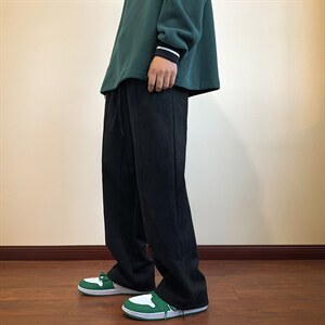22秋新款麂皮休闲宽松oversize港风束脚休闲裤B266-X828-P60,小象学院风套装穿搭图片