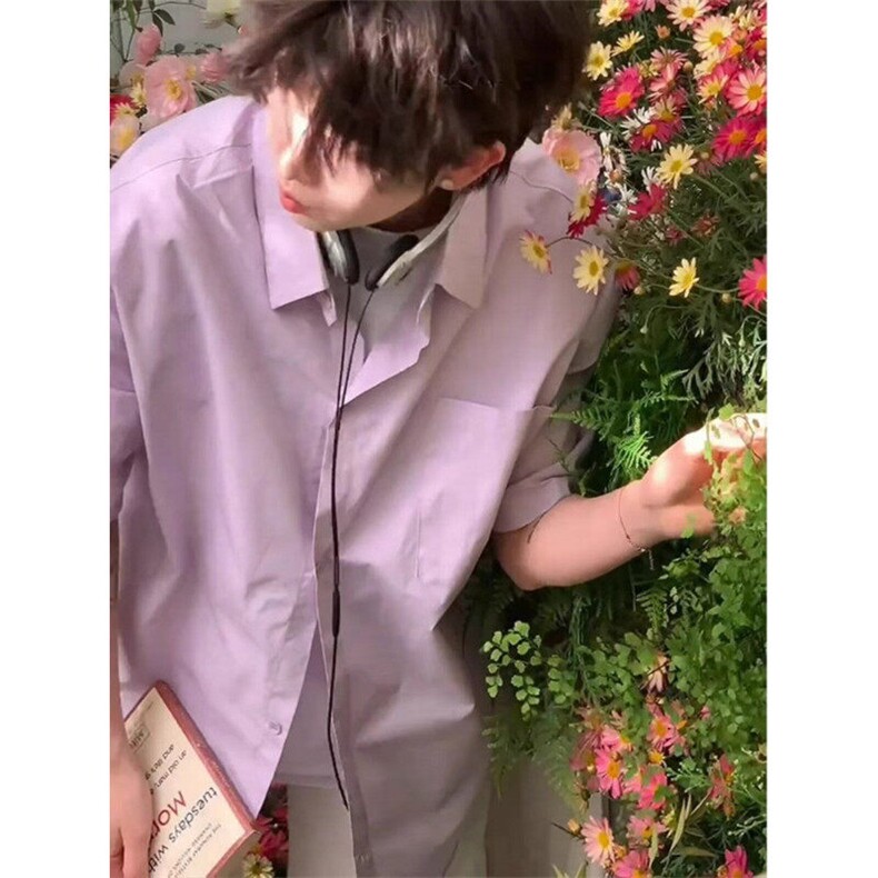 韩东大门短袖衬衫男女2025夏季新款韩版日系休闲百搭衬衣口袋，男装衬衫，星座506A