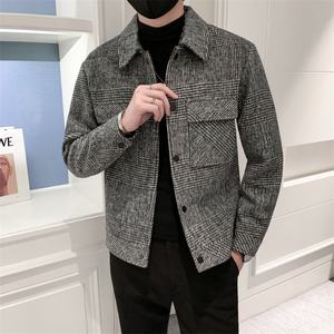 店主风轻熟小伙毛呢夹克休闲宽松修身外套男A236-JK-6015-P100图片
