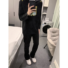 已有版权自家图纯棉情侣宽松圆领刺绣卫衣T恤男女WY18-特P35控58，男装T恤，星座205-5