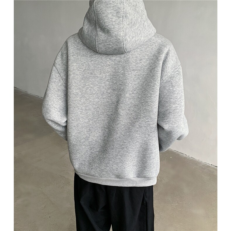 花灰色美式复古亨利领卫衣男款慵懒早秋上衣cleanfit高级感连帽衫,男装卫衣,电商A335-1（原A458）
