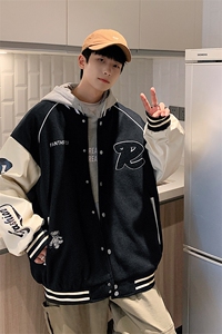 港风上衣夹克宽松落肩拼色棒球服外套 JK711-P68图片