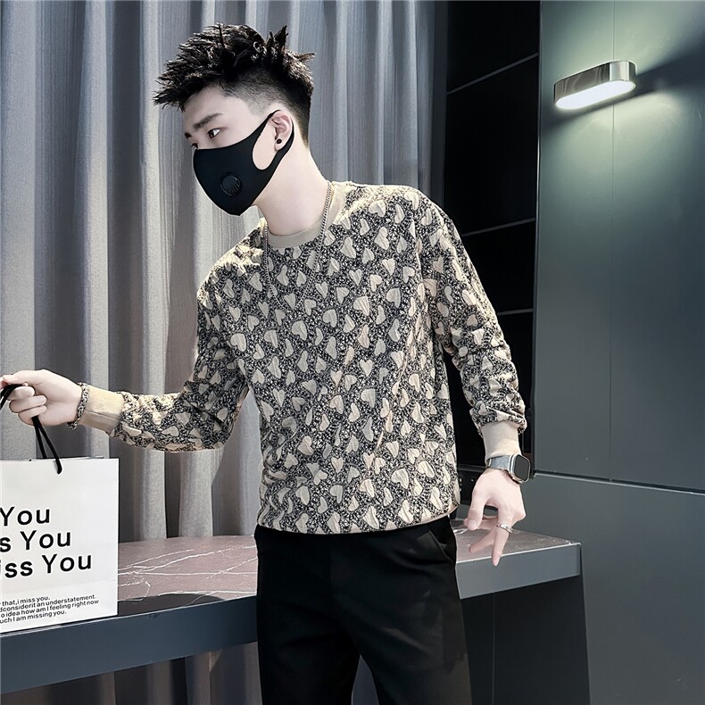 爱心提花圆领卫衣男社会小伙店主风301C-WY69-P58控88,男装卫衣,星座301C（原B323）