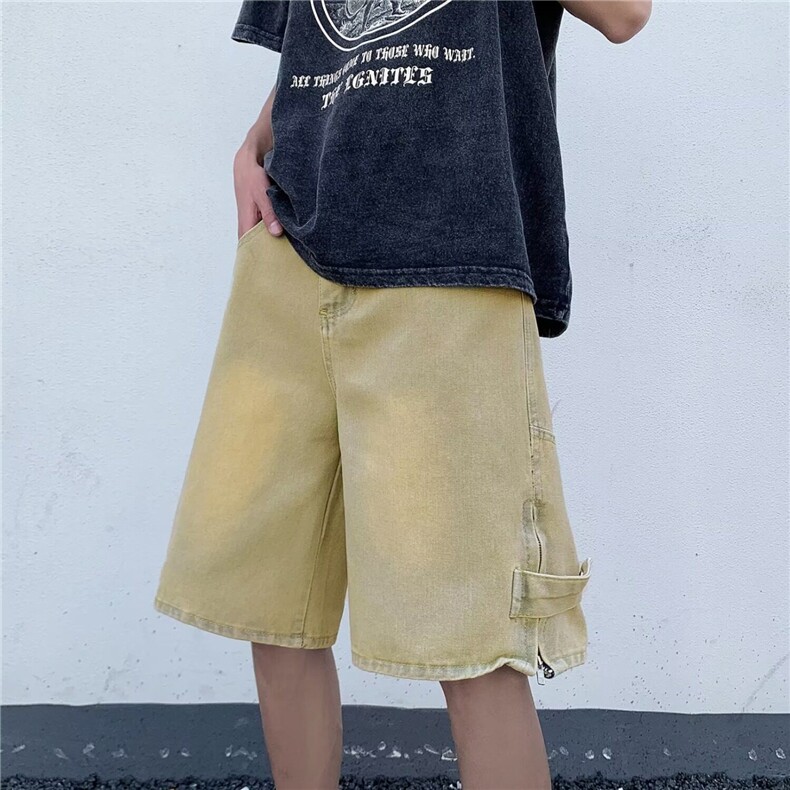 GC0283-P38美式牛仔短裤男款夏季潮牌设计感工装潮流复古五分裤,男装牛仔裤,电商C233