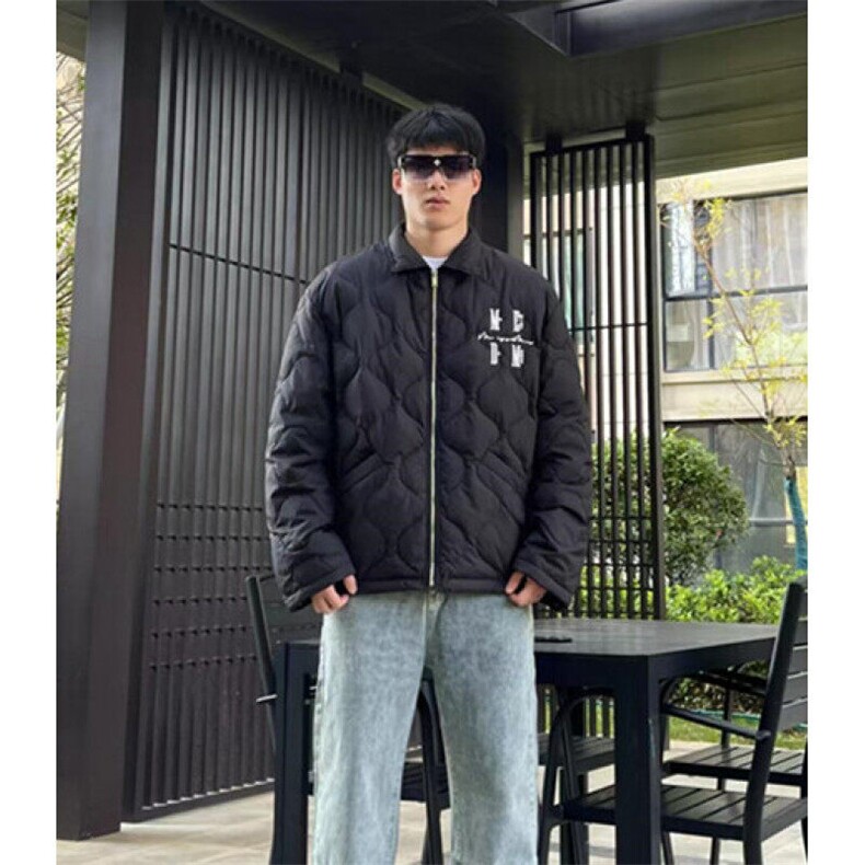 潮牌字母刺绣立领棉服宽松冬季外套男女原宿时尚 MJ23图片