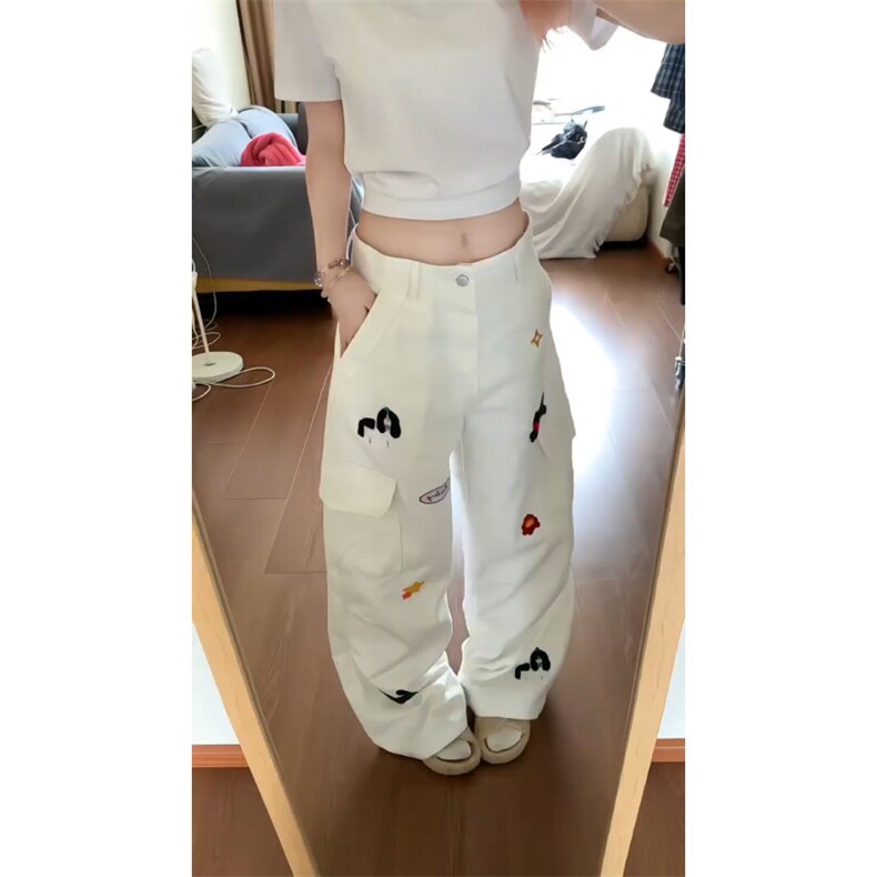 【有货】A9027CC-特P53 趣味小狗刺绣工装休闲裤男女图片