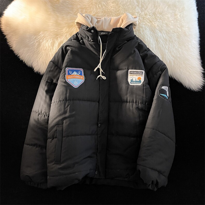 假两件情侣衣潮流袄外套秋冬季潮牌ins加厚服男W6372-P78,男装棉衣,星座512-3