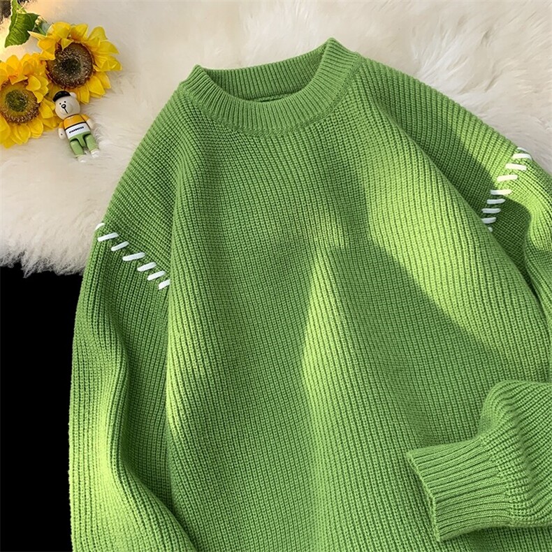 M3938-P55毛衣男秋冬季潮牌潮流撞色针织衫外套男宽松休闲内搭，男装针织衫/毛衣，电商D310B