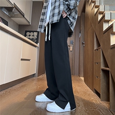 潮流裤脚开叉直筒卫裤纯色男女休闲裤212-2-DY76-特P40，男装休闲裤，星座808A-1