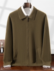 2025年秋冬季四平空气层100羊毛开衫加厚时尚百搭拉链羊毛衫，男装针织衫/毛衣，星纬羊绒