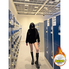 480G重磅加绒硬挺boxy男女秋冬美式高街防风高领卫衣开衫厚外套，女装短外套，电商A486-1