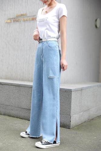 (现货)磨破变色拖地牛仔裤，女装牛仔裤，艺尚丽人