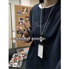 现货自制假两件长袖拼接领T恤上衣打底衫男女情侣p28，男装T恤，星座910A