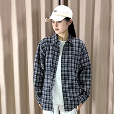 春季新款现货（跨境电商）格子男女情侣款潮流宽松格纹衬衣，男装衬衫，星座1107-1
