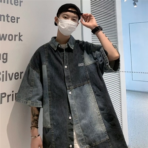 夏季新款衬衫潮流慵懒男方领衬衫P53图片
