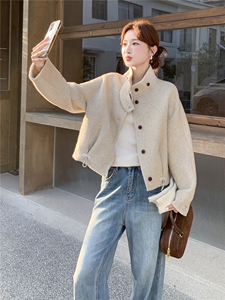 洋气时髦短款毛呢外套女2025秋冬季新款韩版显瘦气质双面羊毛上衣图片