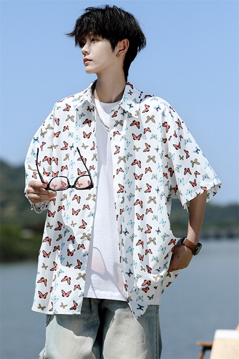 8XL-M花衬衫男短袖夏季薄款冰丝半袖宽松大码休闲外套DC28008P38,男装衬衫,电商B312