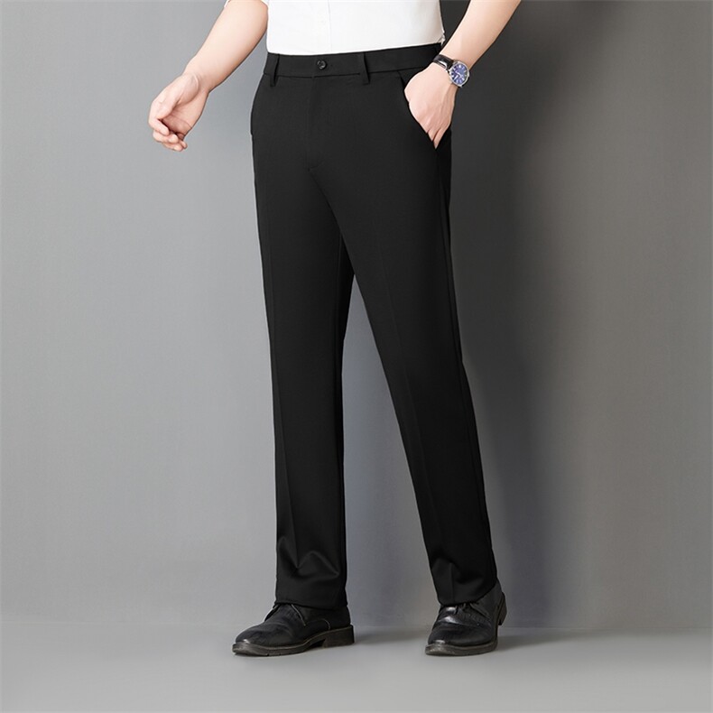 夏季男士休闲免烫百搭长裤薄款商务西裤纯色潮流直筒裤子正装，男装西裤，钱塘6003（原4033）